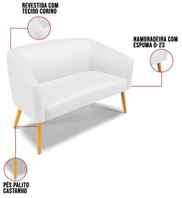 Sofá Namoradeira e Poltrona Giratória MA30 Stella Sintético D03 - D'Rossi - Branco