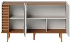 Balcão Buffet e Cristaleira com Adega Madrid C05 Off White Matte/Freij