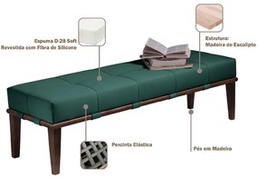 Recamier Decorativo 140cm Martínez Veludo Pés Madeira Verde/Imbúia G62 - Gran Belo