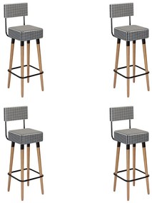 Kit 04 Banquetas Alta Barcelona Suede Cardan Pés Palito - D'Rossi