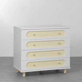 Cômoda Aurora Classica 4 Gavetas - Branco e Nature