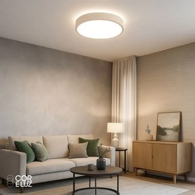 Plafon Luna Redondo Ø60X7Cm Led 64W Bivolt - Usina 19660/60 (BT - Branco Texturizado, 3000k)