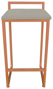Conjunto 02 Banqueta Alta Industrial Pietra Suede Marrom Rato Base Cobre D'Rossi