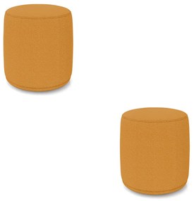Puff Redondo Orgânico para Sala kit 2 Malu Bouclê M11 - D'Rossi - Mostarda
