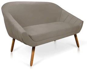 Kit 01 Namoradeira 02 Lugares e 02 Poltronas Giratória Giovana Suede Marrom Rato Base Madeira MM30 - D'Rossi