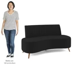 Sofá 2 Lugares para Sala Living 135cm Pés Palito Tamar Z08 Veludo Pret