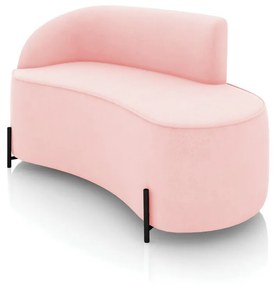 Sofá 2 Lugares Orgânico 140cm Pé Ferro Preto Morgan Suede D03 - D'Rossi - Rosa Bebê