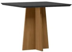 Mesa de Jantar Quadrada 90cm 4 Lugares Zuma Ypê/Preto N02   - Mpozenat