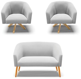 Namoradeira e 2 Poltronas Giratória MA30 Stella Suede D03 - D'Rossi - Cinza