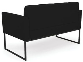 Kit 1 Sofá Namoradeira e 2 Poltronas Elisa Linho Preto A79 Base Metálica Industrial Preto - D'Rossi