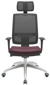 Cadeira Office Brizza Tela Preta Com Encosto Assento Facto Dunas Bordô Autocompensador 126cm - 63002 Sun House
