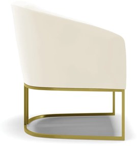 Poltrona Decorativa Industrial Dourado kit 2 Stella Veludo D03 - D'Rossi - Bege
