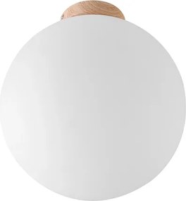Plafon De Sobrepor Vidro Metal Madeira 30Cm Ball