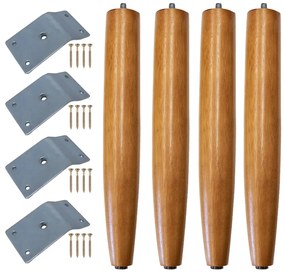 Kit 04 Pés Palito 30 cm Castanho e 04 Chapinhas Inclinadas - D'Rossi