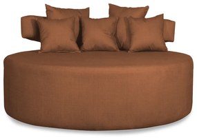 Sofá Chaise Eva Redondo 02 Lugares Suede Telha