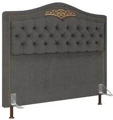 Cabeceira Cama Box Casal King 195cm com Tachas Imperial J02 Linho Graf