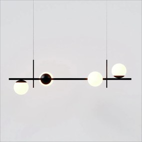 Pendente Bloom Retângular 29X26X100Cm Alumínio E Globo Ø12Cm Fosco 4Xg... (CHAMPANHE, FOSCO)