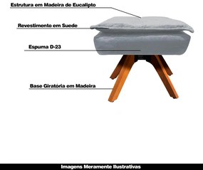 Puff Decorativo Base Giratória em Madeira Charger Suede Cinza G19 - Gran Belo