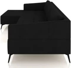 Sofá 4 Lugares 306cm Com Chaise Esquerdo Eko Couro Preto Z55 - Mpozena