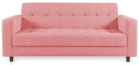 Sofá 03 Lugares Arezzo Suede Rosê Pés Chanfrado Tabaco - D'Rossi