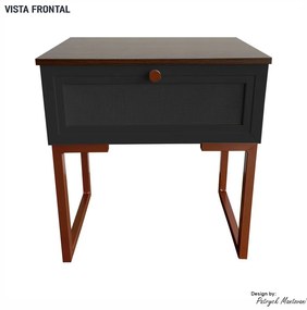 Mesa de Cabeceira Iron 1 Gaveta Imbuia/Preto/Cobre - Vizzato - Preto