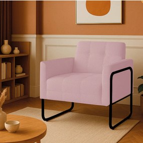 Poltrona Sala Industrial Alta Tubo Preto Elisa Bouclê D03 - D'Rossi - Rose