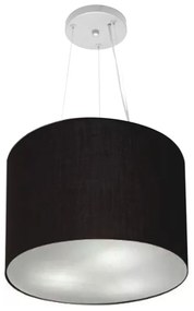 Lustre Pendente Cilíndrico Md-4183 Cúpula em Tecido 40x30cm Preto - Bivolt