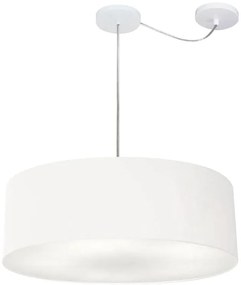 Lustre Pendente Cilíndrico Com Desvio de Centro Vivare Md-4265 Cúpula em Tecido 60x15cm - Bivolt