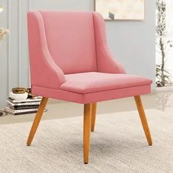 Kit 4 Cadeiras Estofadas para Sala de Jantar Pés Palito Lia Suede Rosê