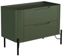 Mesa Cabeceira Quarto 68cm 2 Gavetas Becca Musgo/Preto I06 - Mpozenato