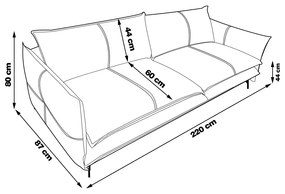 Sofá Decorativo 3 Lugares Sala de Estar 220cm Beaune Couro Café G34 - Gran Belo
