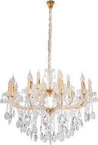 Lustre Cristal K9 Metal Dourado 95Cm Castle