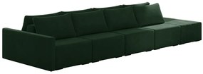 Sofá Ilha Modulado Milos 432cm Puff Lateral Veludo Verde G33 - Gran Belo