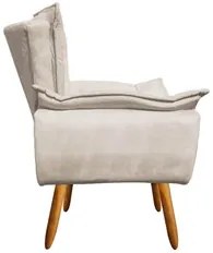 Kit 2 Poltronas Decorativas Sala de Estar Pés Palito Opla Suede Bege -