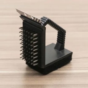 Escova Para Limpar Grelha com Esponja 3X1