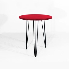 Mesa Lateral Decorativa Sandy Pés Hairpin Legs Preto Tampo Vermelho