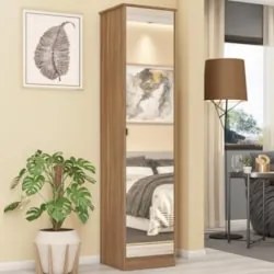 Sapateira Vertical Armário Multiuso 1 Porta Pocco Amêndoa D02 - Mpozen