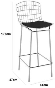 Kit 4 Banquetas Cadeira Bertóia Cromado Alta Aramado Luxo