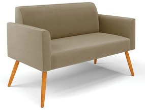 Sofá Namoradeira com 2 Poltronas Pés Palito Castanho Marisa Suede D03 - DRossi - Marrom Rato
