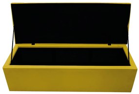 Recamier Baú Estofada Mel 160 cm Queen Size Com Capitonê Suede Amarelo - ADJ Decor