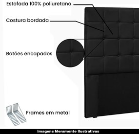 Cabeceira De Parede Casal 1,40M Tropea PU Preto G63 - Gran Belo