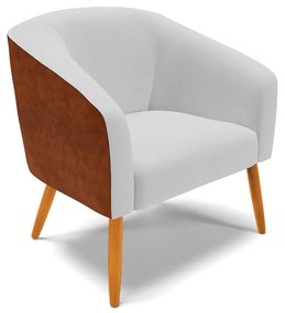 Poltrona Decorativa Pé Palito Castanho kit 2 Stella Nozes/Linho Cinza D03 - D'Rossi