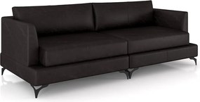 Sofá Living Bipartido 190cm Indonésia Pés de Ferro Couro Borgonha Manchado G52 - Gran Belo