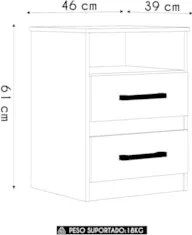Mesa de Cabeceira Para Quarto 2 Gavetas Kit 2 Ares Z17 freijó - Mpozen