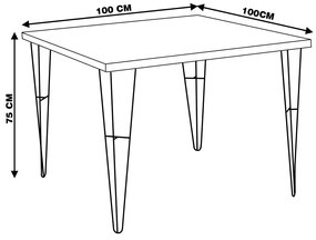 Mesa Sala de Jantar Cozinha Ludiana Quadrada 100cm Grafite Madeira Maciça Rustic Brown G54 - Gran Belo