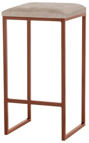 Banqueta Decorativa Billie Base Bronze Suede Cappuccino G41 - Gran Belo