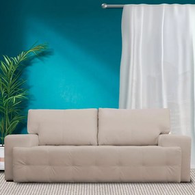 Sofá 3 Lugares Sala de Estar Roma 230 cm Couro Off White G58 - Gran Belo