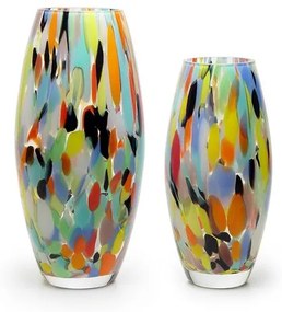 Par de Vasos Oliva G e P Multicor Colorido Murano Cristais Cadoro