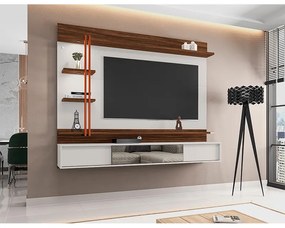 Painel de TV Home Suspenso 200cm Ágata Beige/Imbuia - Vizzato - Bege
