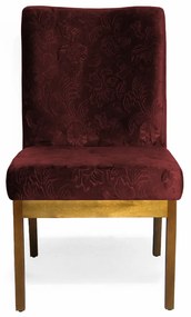 Kit 6 Cadeiras Eloisa para Sala de Jantar Suede Floral Bordô